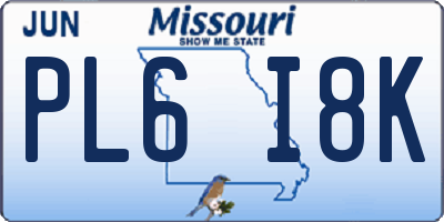 MO license plate PL6I8K