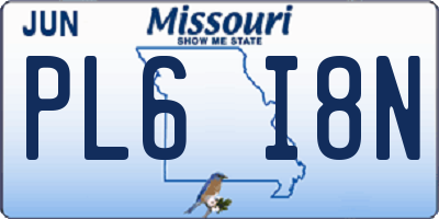 MO license plate PL6I8N