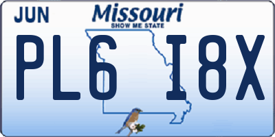 MO license plate PL6I8X