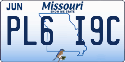 MO license plate PL6I9C