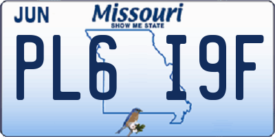 MO license plate PL6I9F