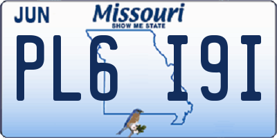 MO license plate PL6I9I