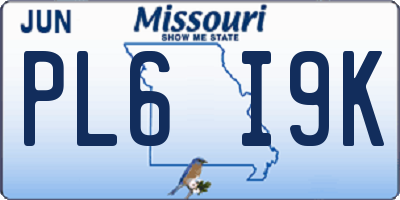 MO license plate PL6I9K