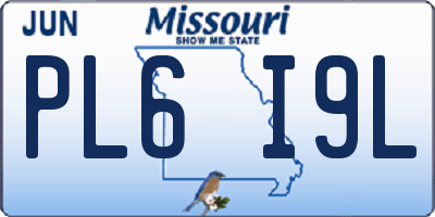 MO license plate PL6I9L