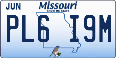 MO license plate PL6I9M