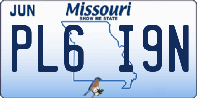 MO license plate PL6I9N