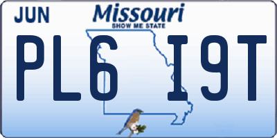 MO license plate PL6I9T