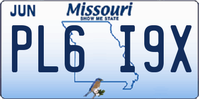 MO license plate PL6I9X