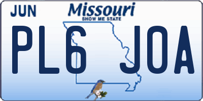 MO license plate PL6J0A
