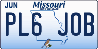 MO license plate PL6J0B