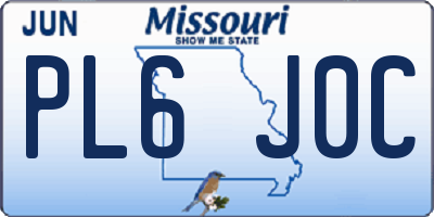 MO license plate PL6J0C