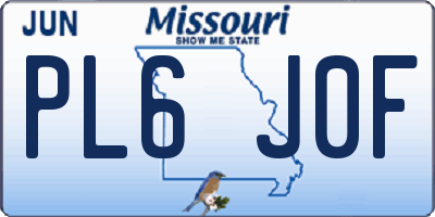 MO license plate PL6J0F