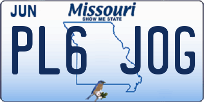 MO license plate PL6J0G