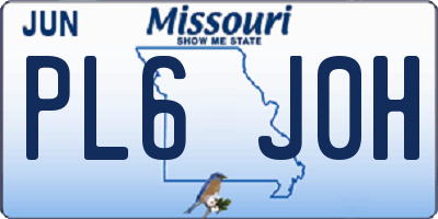 MO license plate PL6J0H