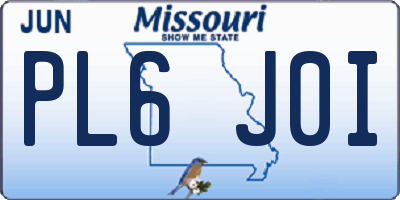 MO license plate PL6J0I