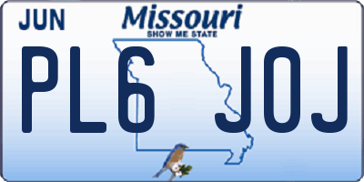 MO license plate PL6J0J