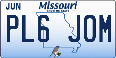 MO license plate PL6J0M