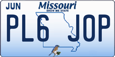 MO license plate PL6J0P