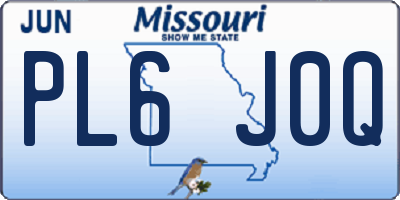 MO license plate PL6J0Q