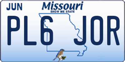 MO license plate PL6J0R