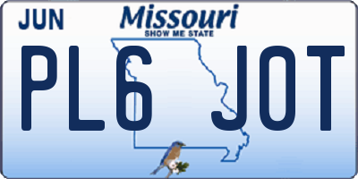 MO license plate PL6J0T