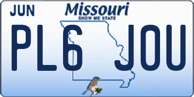 MO license plate PL6J0U