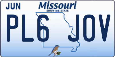 MO license plate PL6J0V