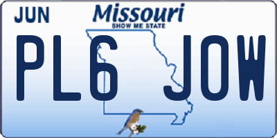 MO license plate PL6J0W