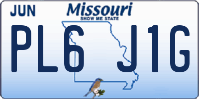 MO license plate PL6J1G