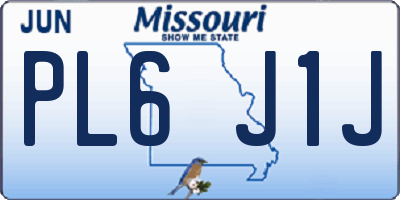 MO license plate PL6J1J