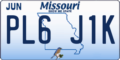 MO license plate PL6J1K