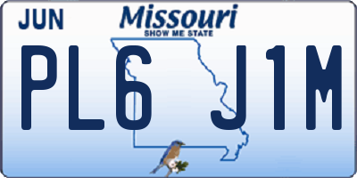 MO license plate PL6J1M