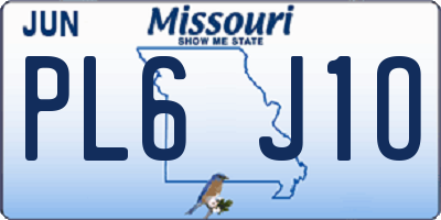 MO license plate PL6J1O