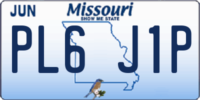 MO license plate PL6J1P