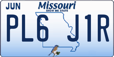 MO license plate PL6J1R