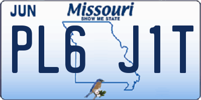 MO license plate PL6J1T