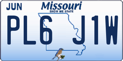 MO license plate PL6J1W