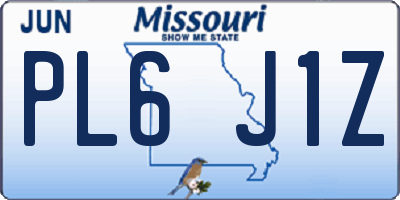 MO license plate PL6J1Z
