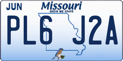 MO license plate PL6J2A