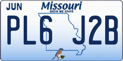 MO license plate PL6J2B