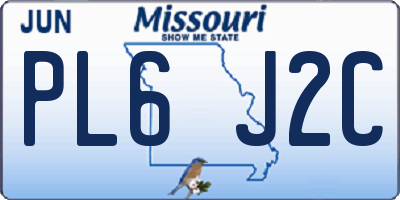MO license plate PL6J2C