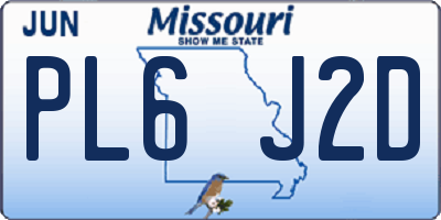 MO license plate PL6J2D