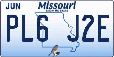 MO license plate PL6J2E