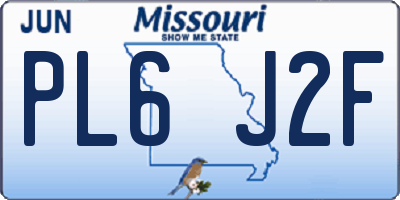 MO license plate PL6J2F
