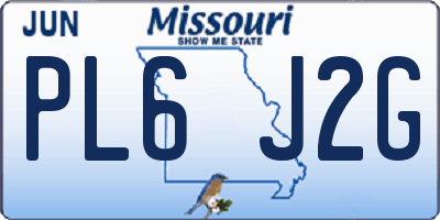 MO license plate PL6J2G