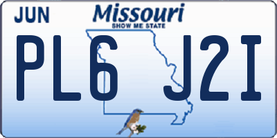 MO license plate PL6J2I