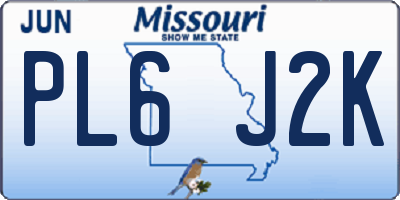 MO license plate PL6J2K