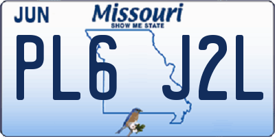 MO license plate PL6J2L