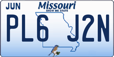MO license plate PL6J2N