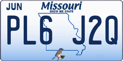 MO license plate PL6J2Q